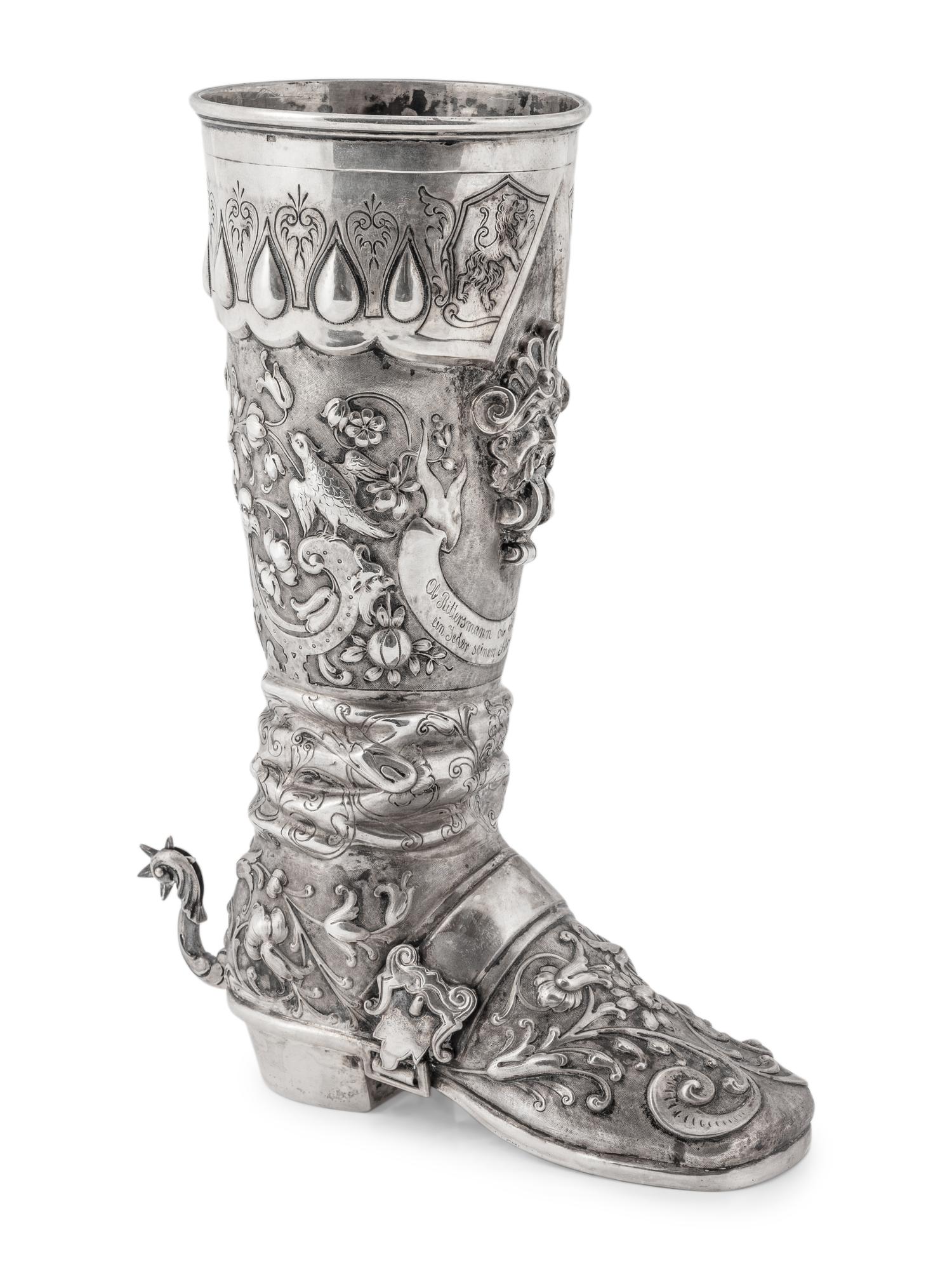 A German Hanau Silver Boot