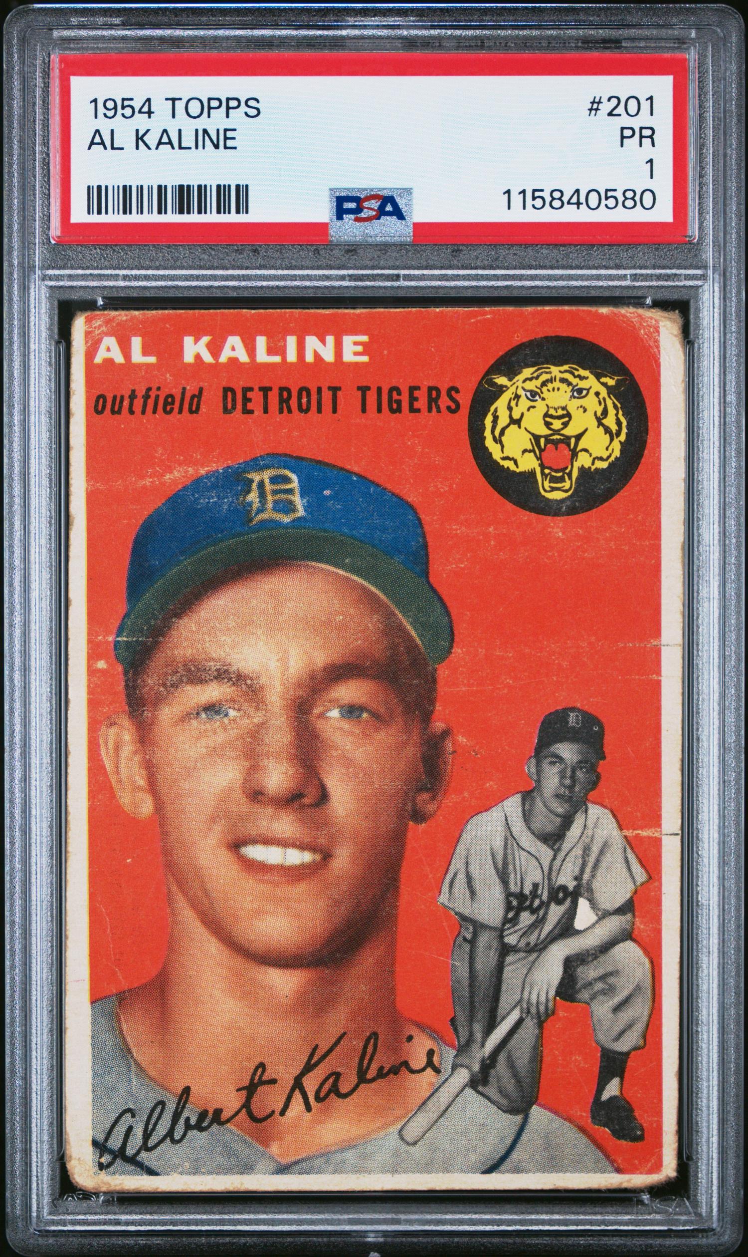 A 1954 Topps Al Kaline Rookie Baseball Card No. 201 (PSA 1)
