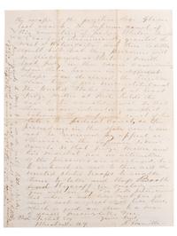 [SLAVERY & ABOLITION]. Letter from attorney with description of events surrounding the Booth and Rycraft cases, a significant legal battle related to the enforcement of the Fugitive Slave Law in Wisconsin. Fox Lake [Wisconsin], 1 February 1855.