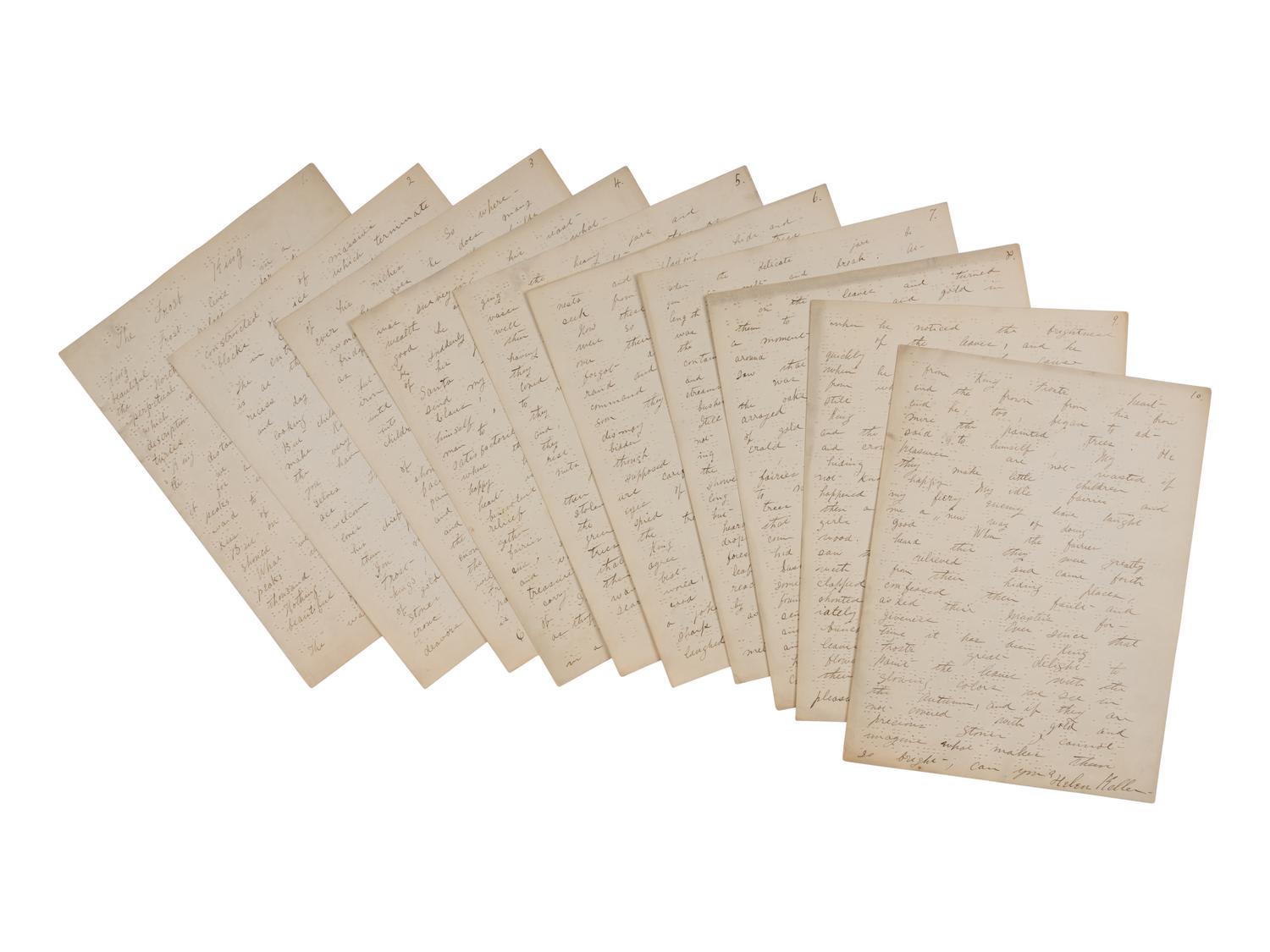 KELLER, Helen Adams (1880-1968) and Michael ANAGNOS (1837-1906 ). A small archive of materials related to Keller and Anagnos, including: