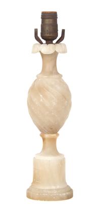 A Pair of Alabaster Table Lamps Height 22 1/2 inches.