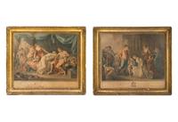 A Pair of French Colored Engravings in Giltwood Frames