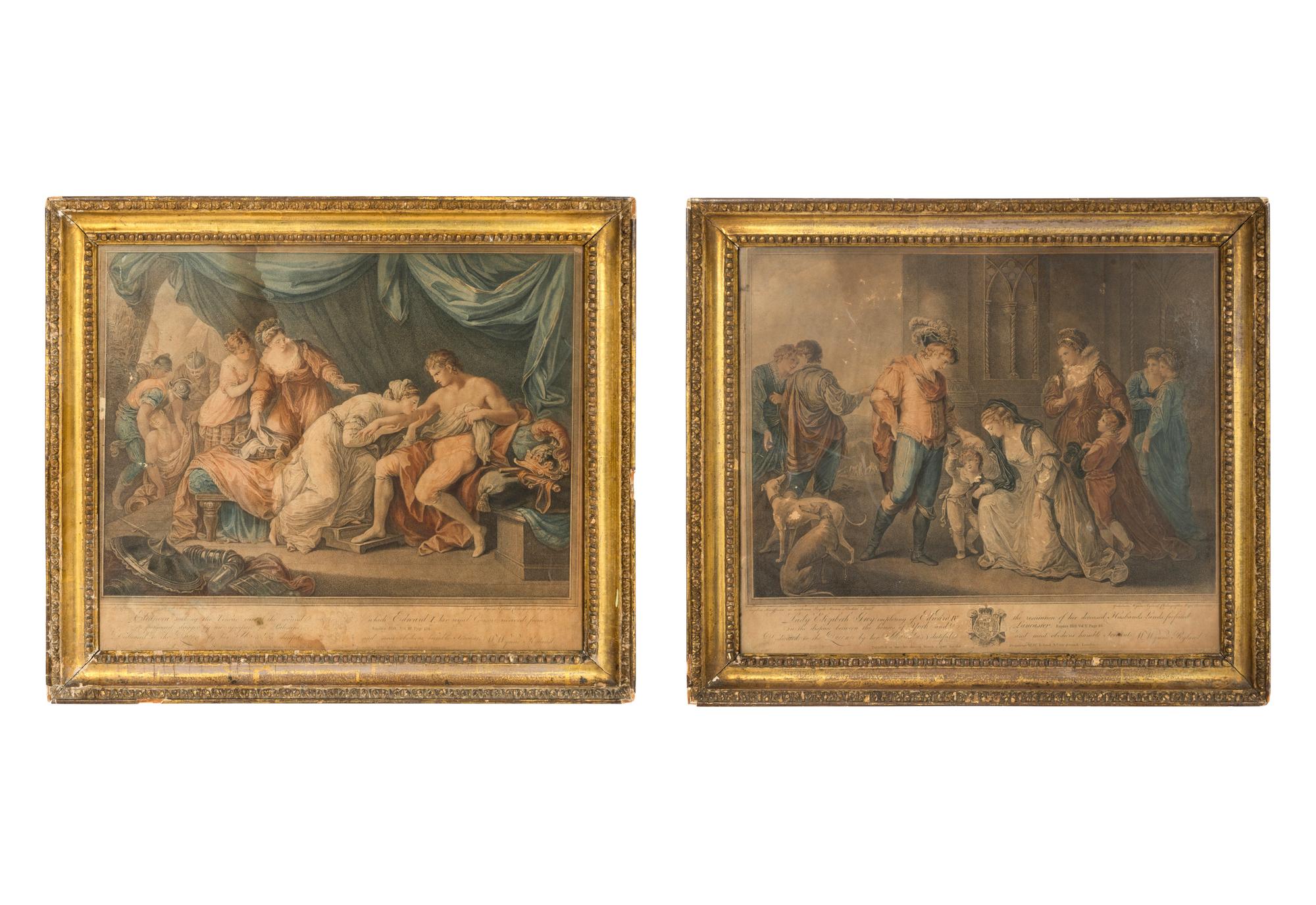 A Pair of French Colored Engravings in Giltwood Frames