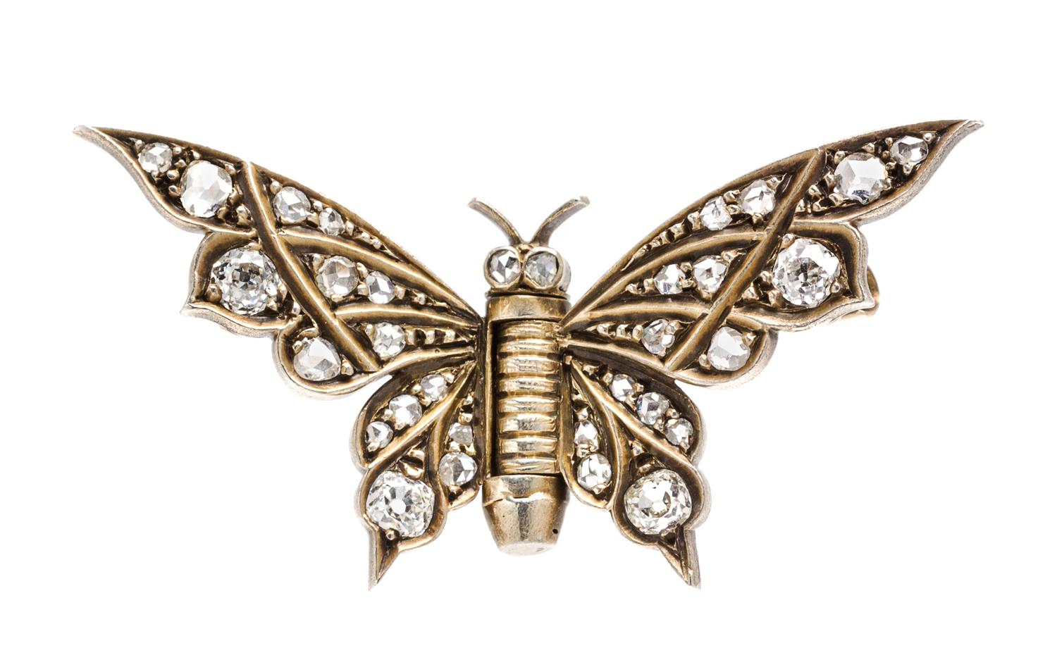 An Antique Gold and Diamond Butterfly Brooch, 4.30 dwts.