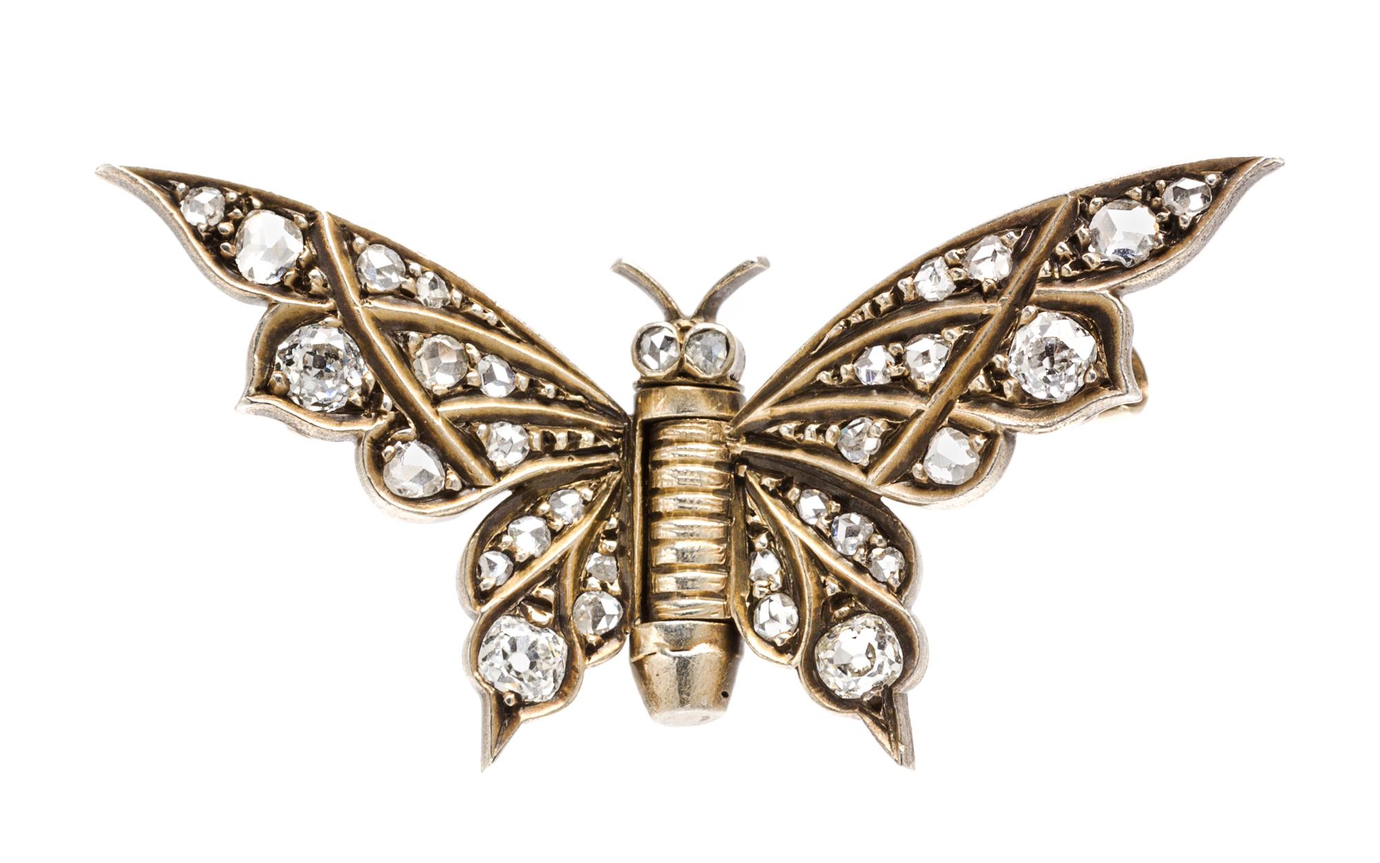 An Antique Gold and Diamond Butterfly Brooch, 4.30 dwts.