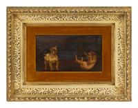 A Group of Three Paintings of Dogs