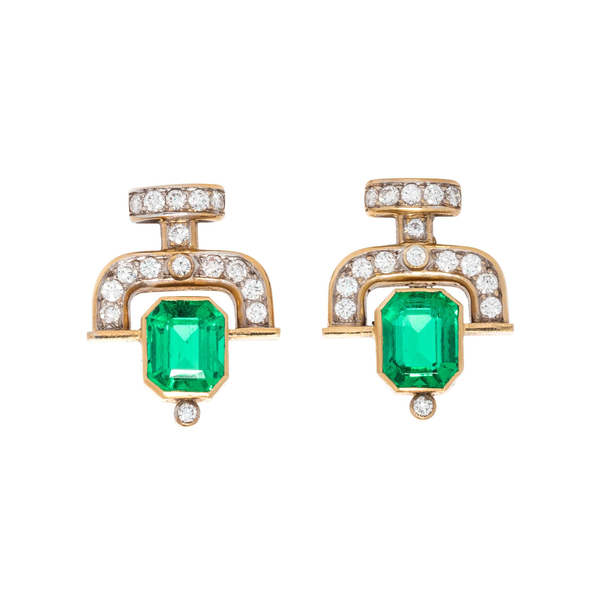 EMERALD AND DIAMOND EARRINGS