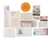 [STEVENSON, Adlai Ewing II (1900-1965)]. A group of campaign ephemera incl. a rare 1952 kerchief.