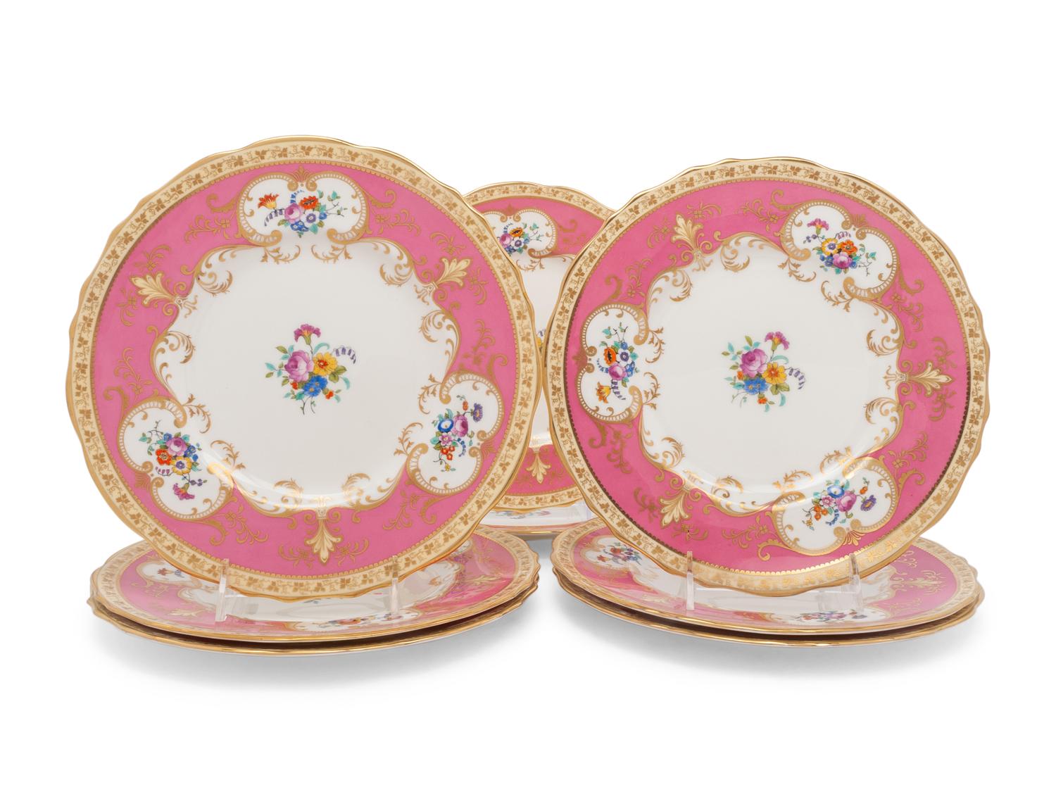 A Set of Eight Cauldon Porcelain Dinner Plates