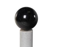A Contemporary Marble Pedestal and Spherical Ornament