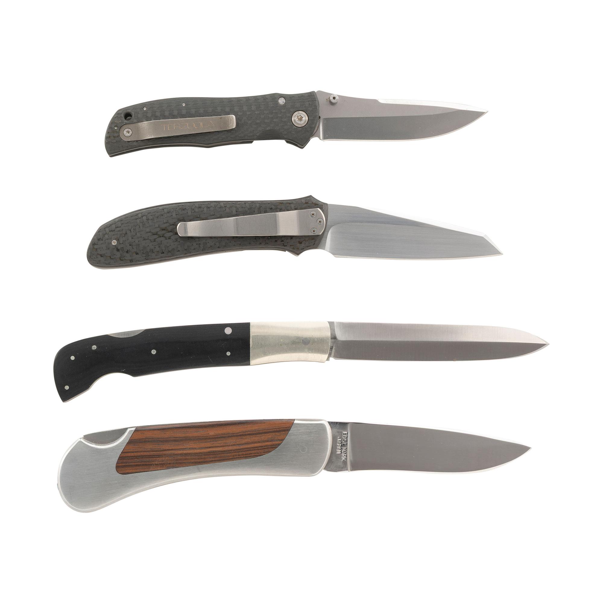 Lot of Four Folding Knives by Terzuola, Ken Onion, Bill King and Edge Mark