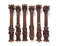 A Set of Twelve Rare and Important Spanish Plateresque Carved Walnut Colonettes from the Jaén Cathedral
