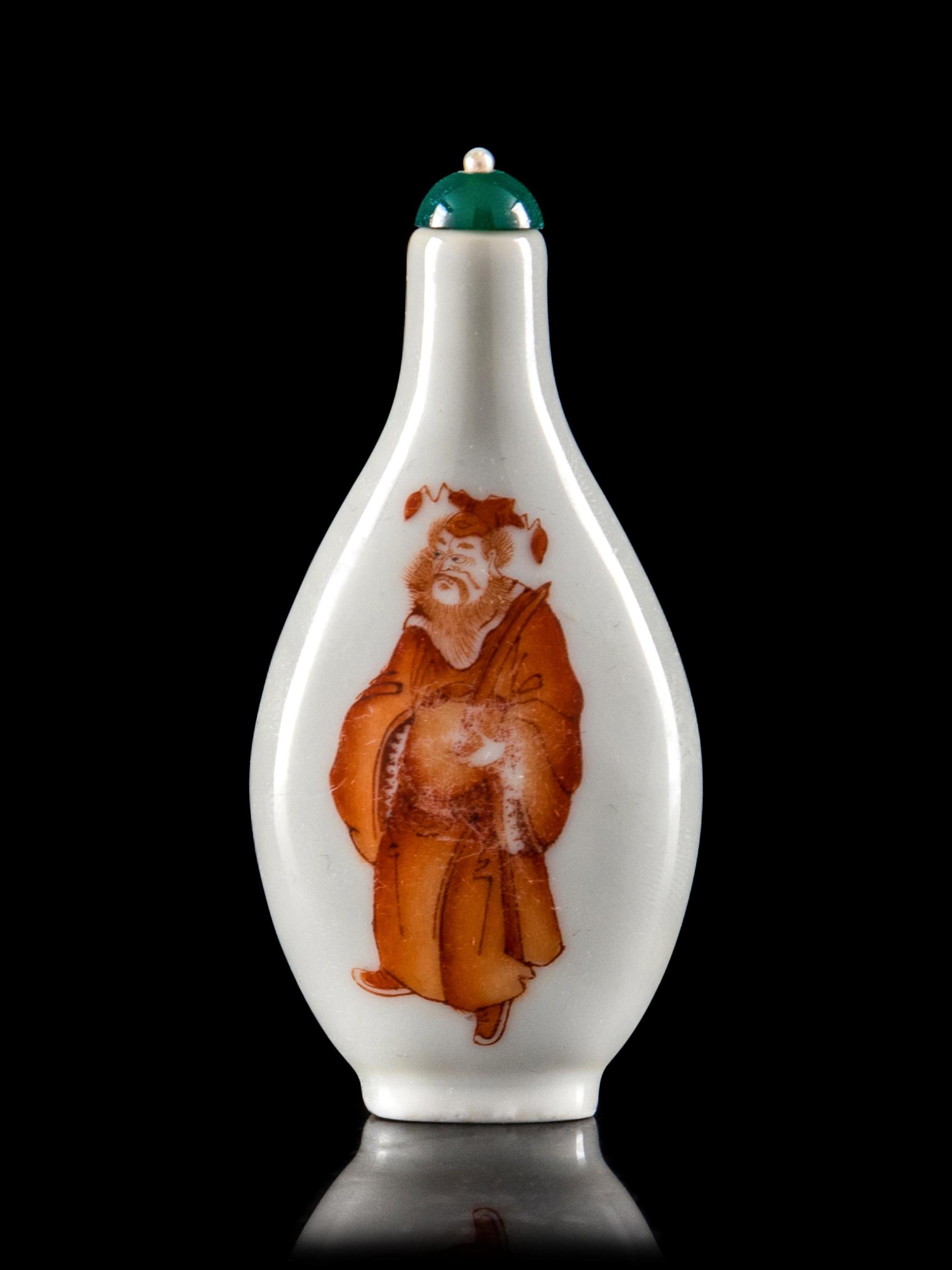 An Iron Red Decorated 'Zhong Kui' Porcelain Snuff Bottle