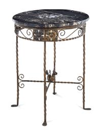 An Iron and Marble-Top Side Table in the Manner of Oscar Bach
