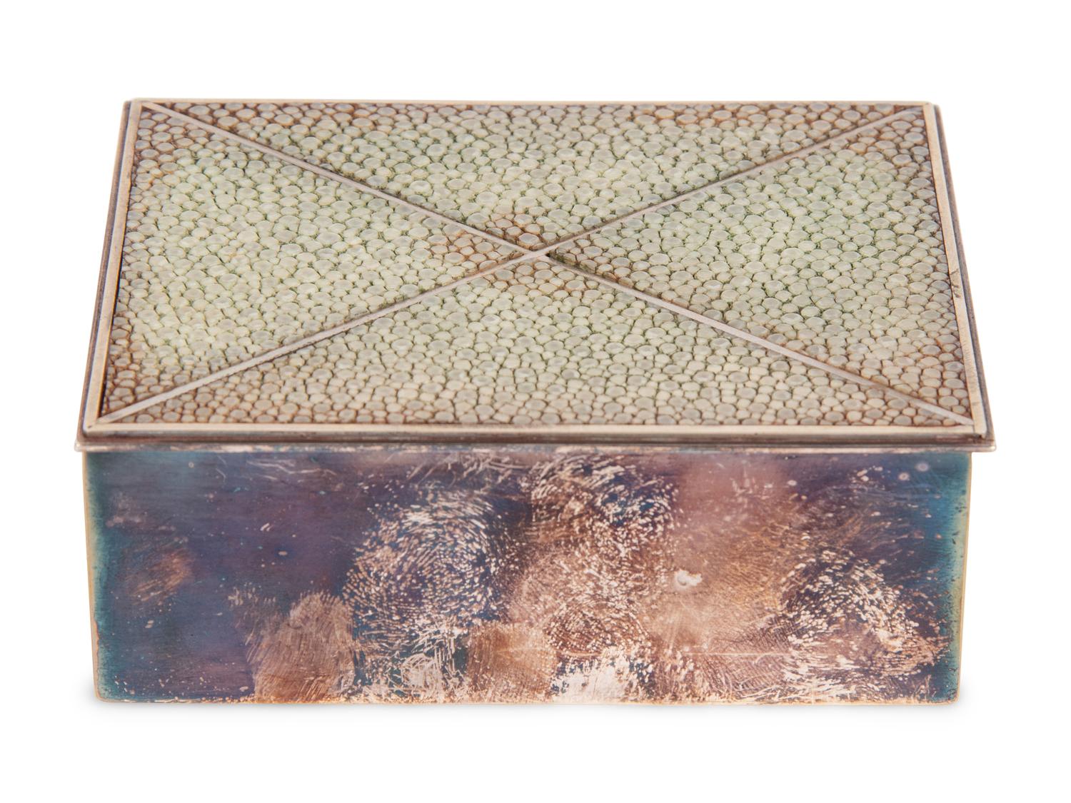 A Tiffany and Co. Silver-Plate and Shagreen Box