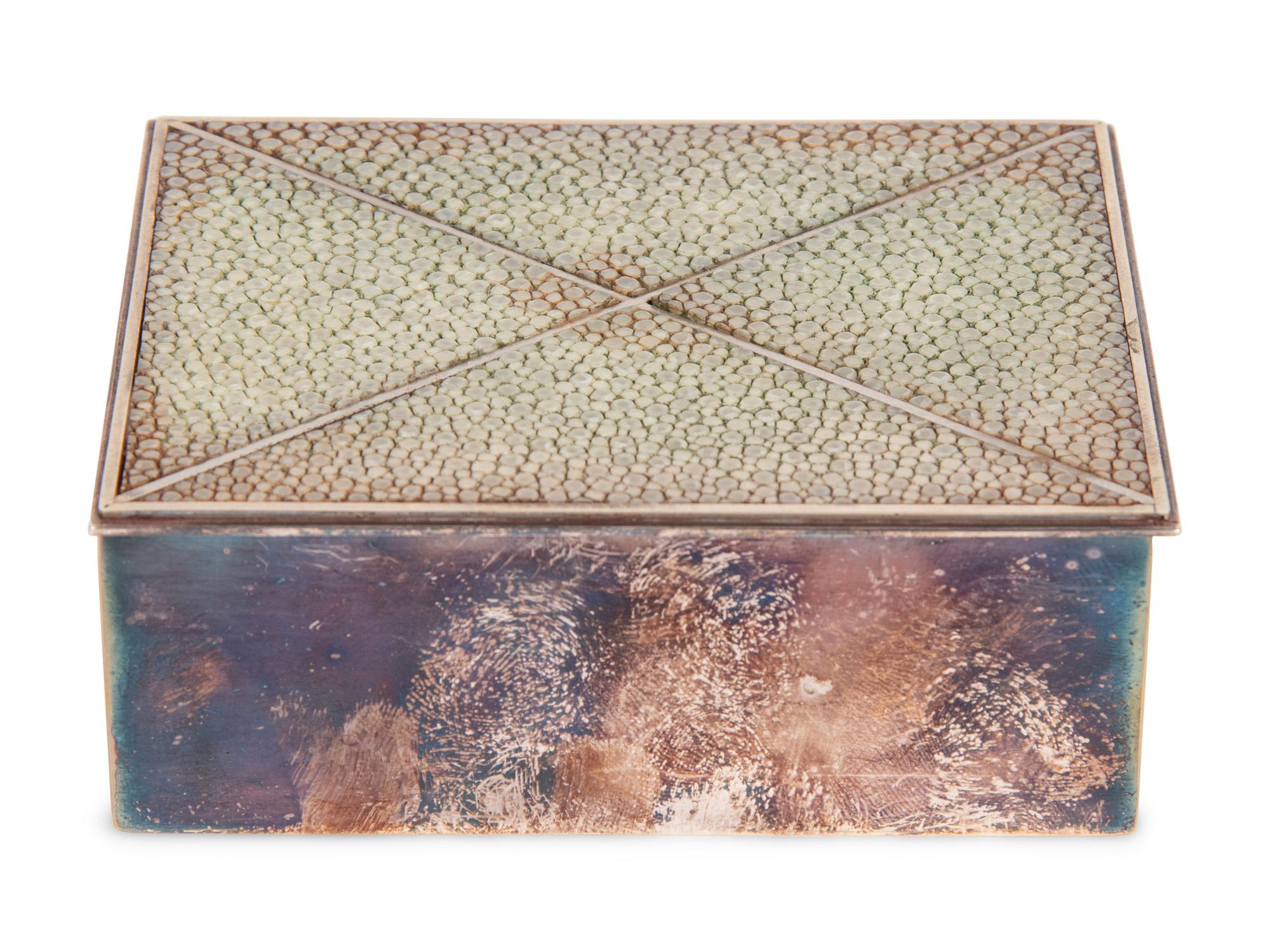 A Tiffany and Co. Silver-Plate and Shagreen Box