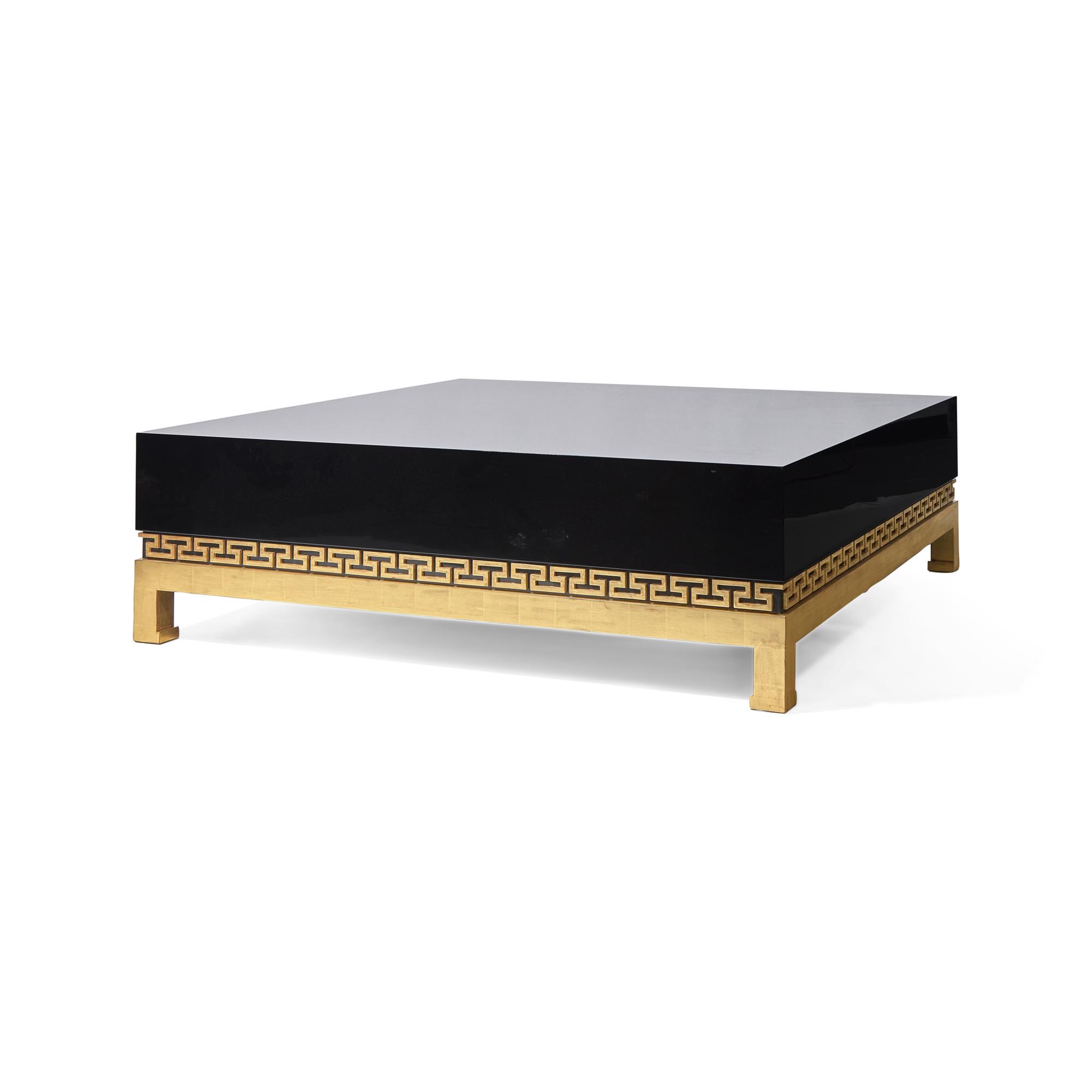 A Neoclassical-Style Lacquer and Giltwood Coffee Table
