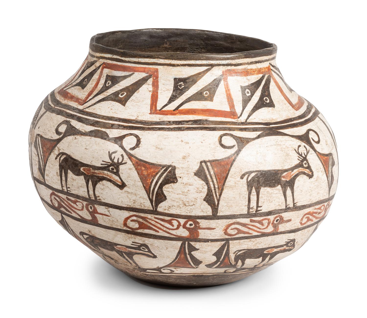 Zuni Pottery Olla, with Heartline Deer