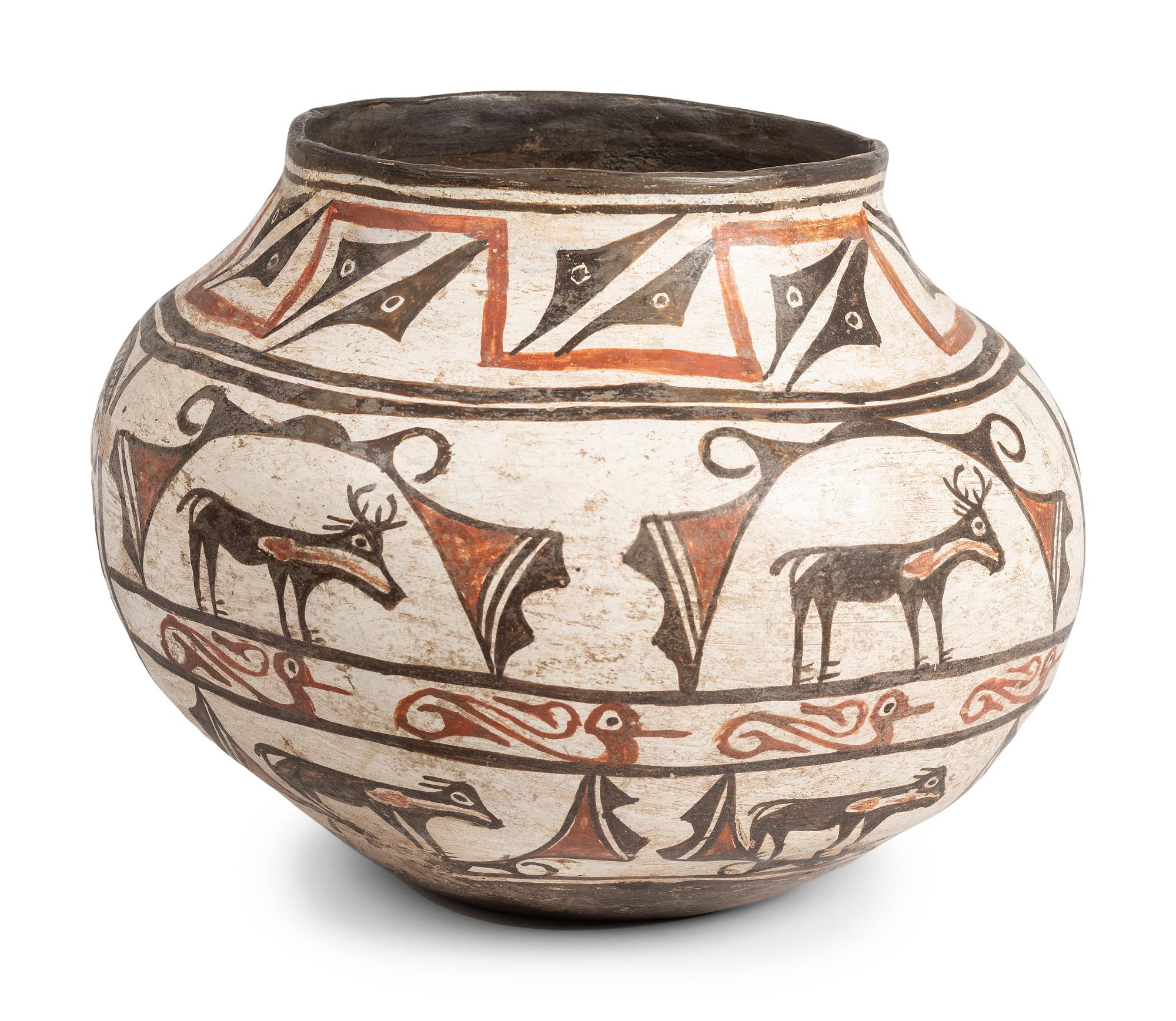 Zuni Pottery Olla, with Heartline Deer