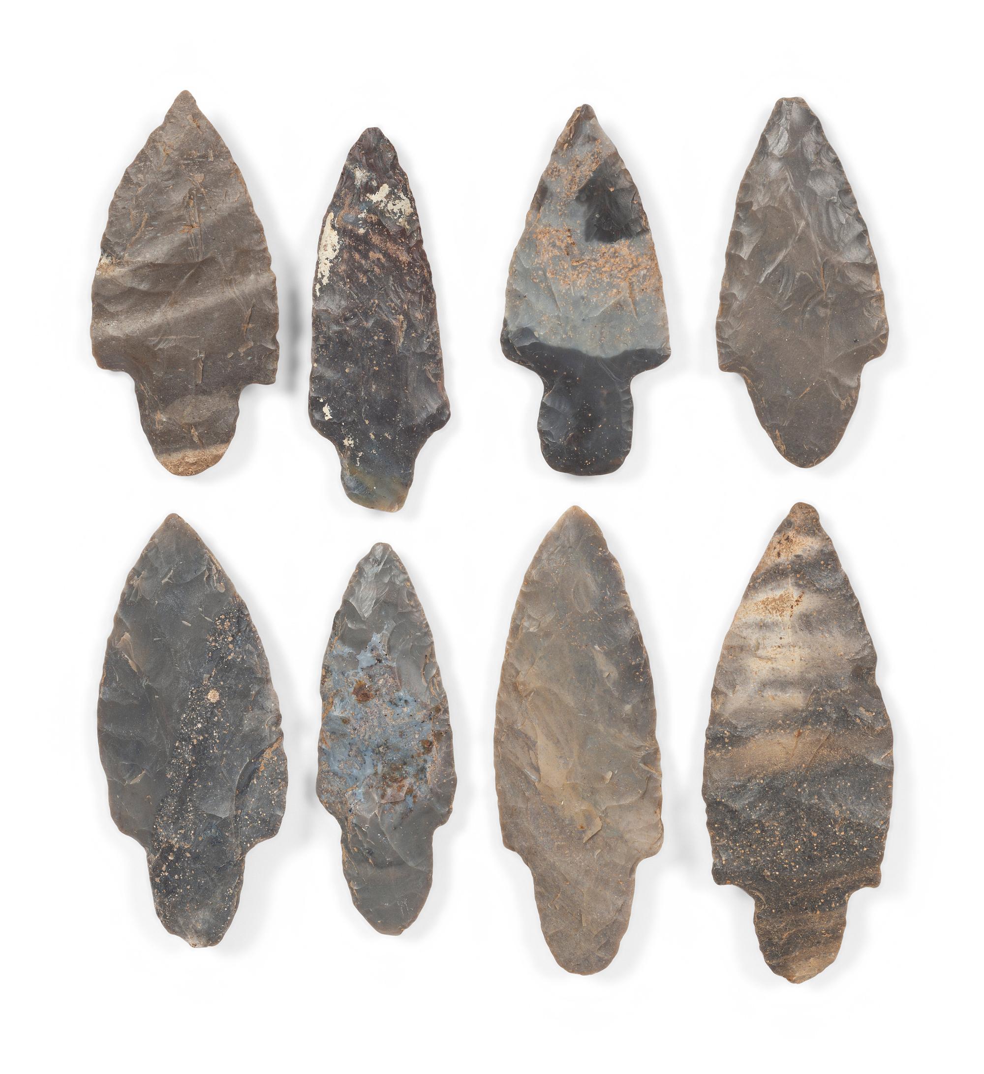 A Group of Hornstone and Sonora Flint Adena Points