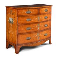 A Late George III Paint-Decorated Mahogany Bow-Front Chest of Drawers