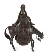 A Chinese Bronze Figure of Shoulao on Horseback — 20TH CENTURY