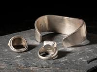 Sterling Silver and Mosaic Inlay Cuff Bracelet, PLUS