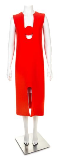 A Pierre Cardin Red Wool Mod Sleeveless Dress, No size.
