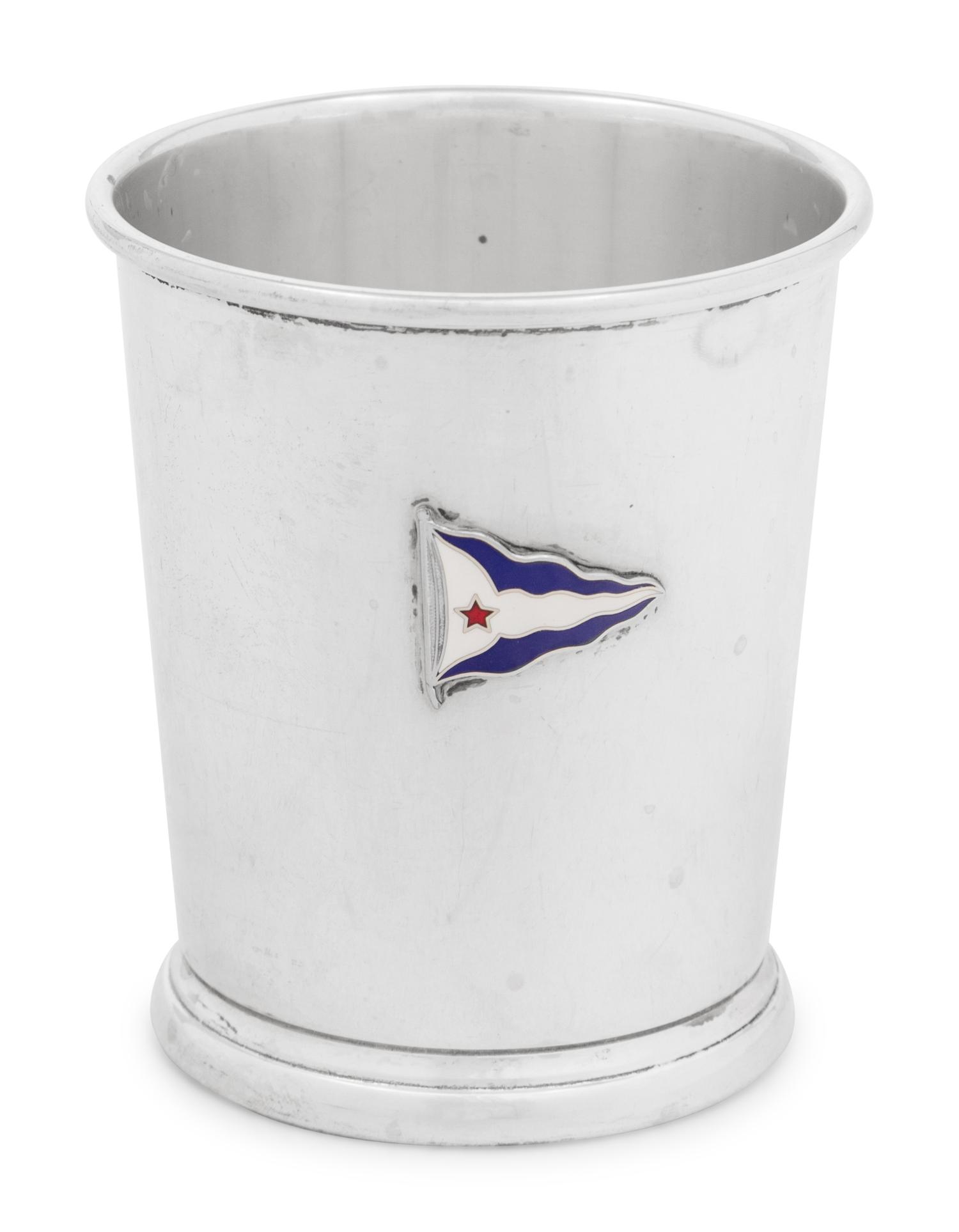 A Set of Twelve American Silver and Enamel Chicago Yacht Club Julep Cups