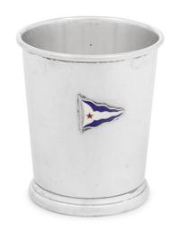 A Set of Twelve American Silver and Enamel Chicago Yacht Club Julep Cups
