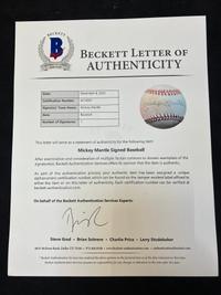 A Mickey Mantle Single Signed Autograph Baseball (Beckett Authentication Services Letter)
