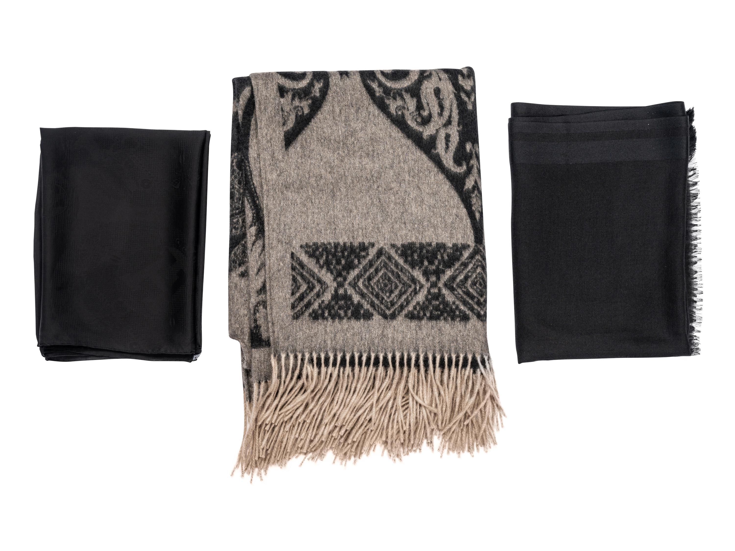 Three Designer Wrap Pieces: One Etro, One Hermès, and One Loro Piana
