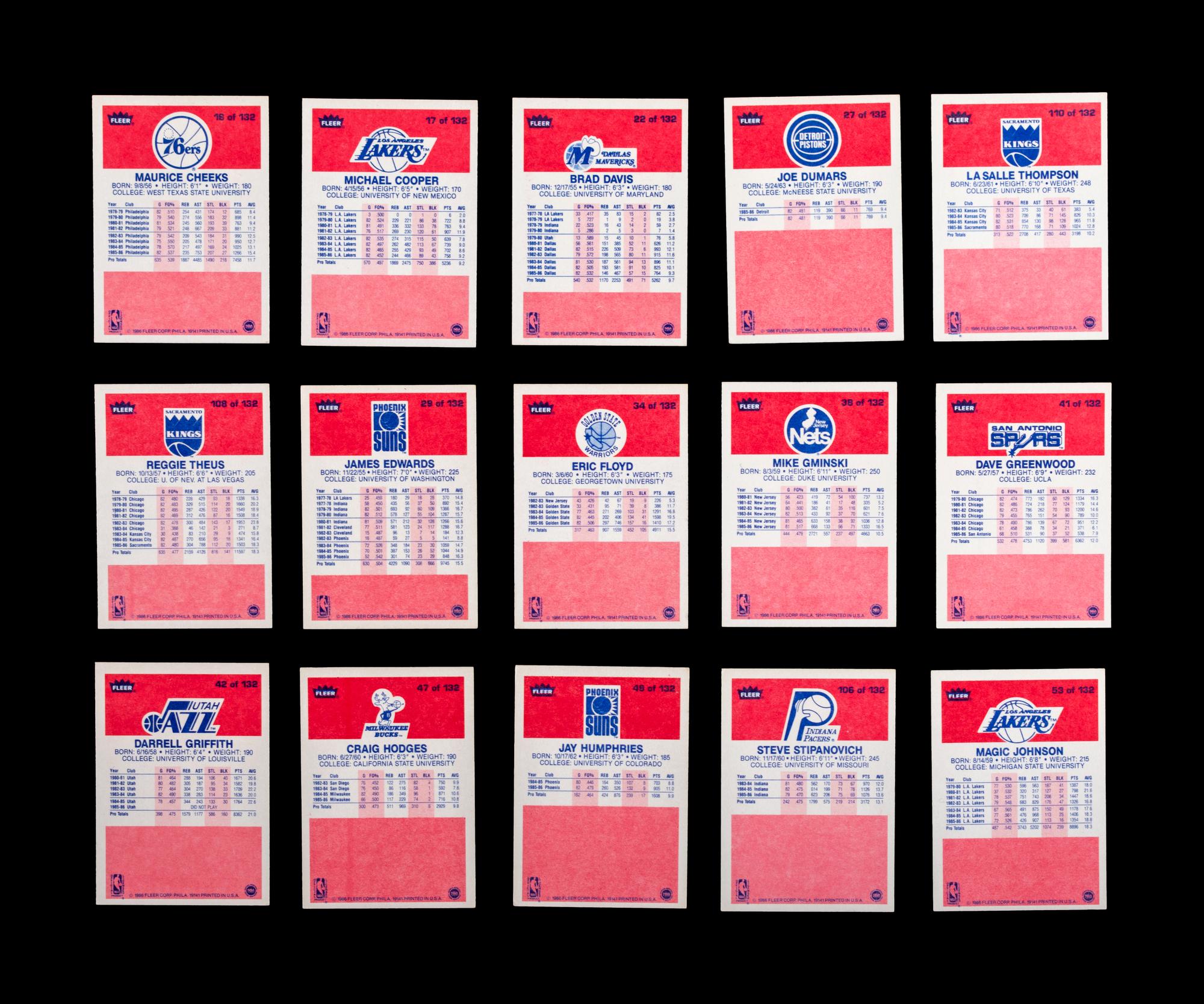A Group of 49 1986 Fleer Basketball Cards, Including Multiple Rookies, Hall of Famers and Stars,