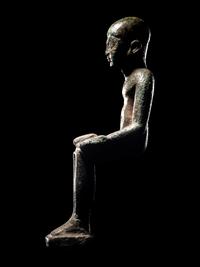 An Egyptian Bronze Imhotep with Silver Inlaid Eyes