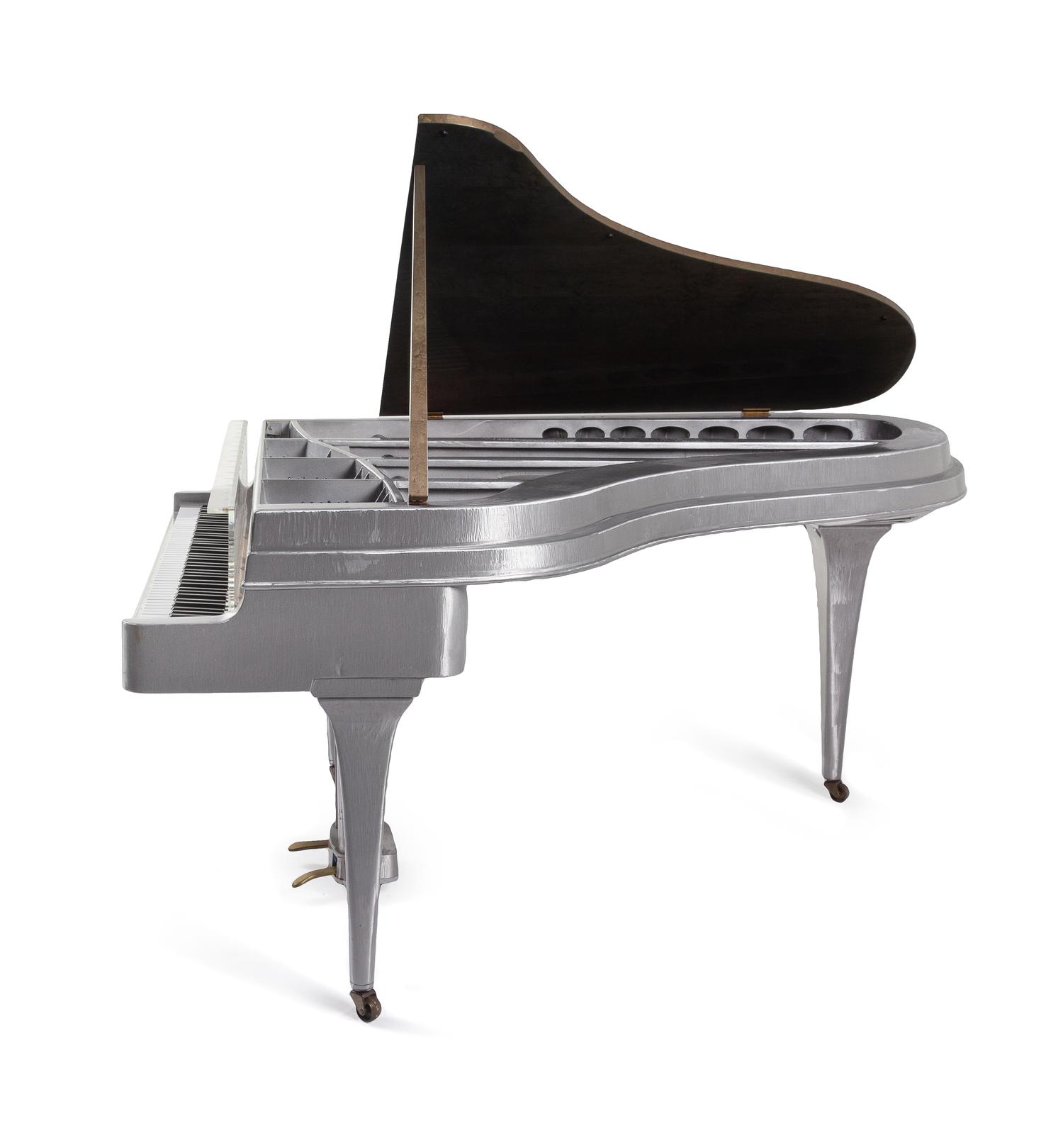 A Henk Hupkes Aluminum and Maplewood Piano