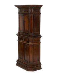 A Small Italian Baroque Walnut Deux Corps Cabinet