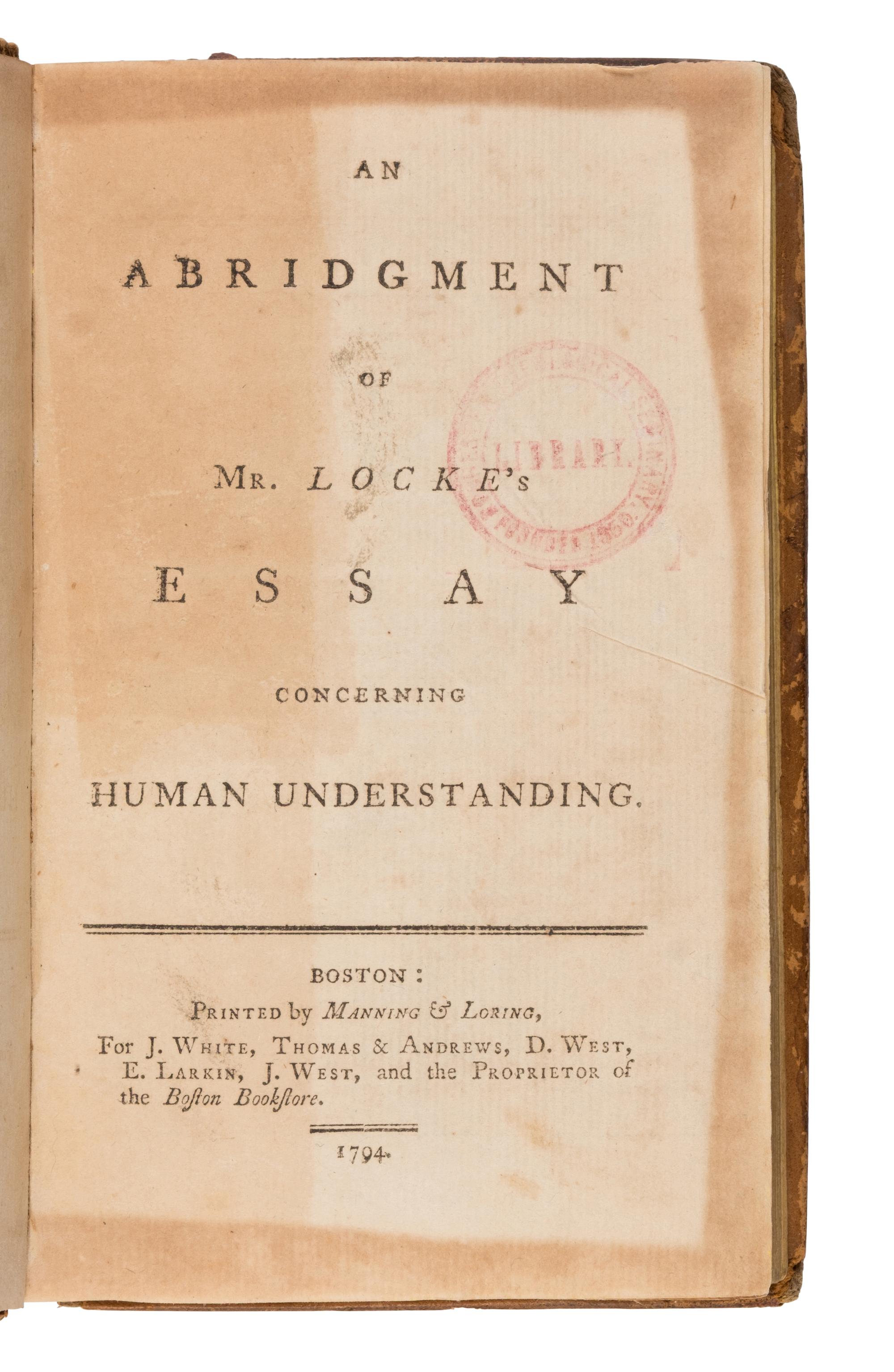 [Philosophy] Locke, John. An Abridgement of Mr. Locke's Essay Concerning Human Understanding