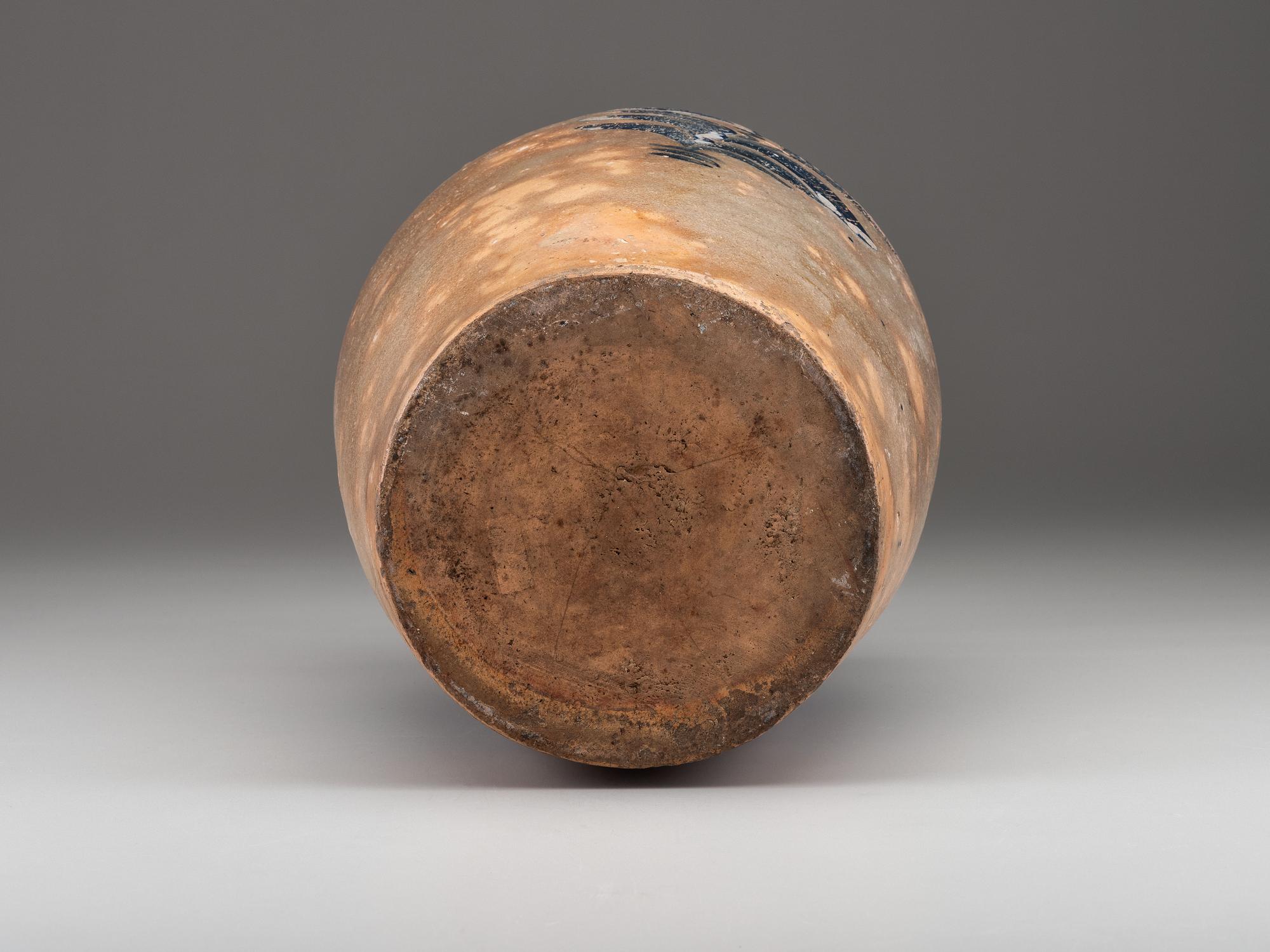 An IM Mead Cobalt Decorated Four-Gallon Stoneware Churn