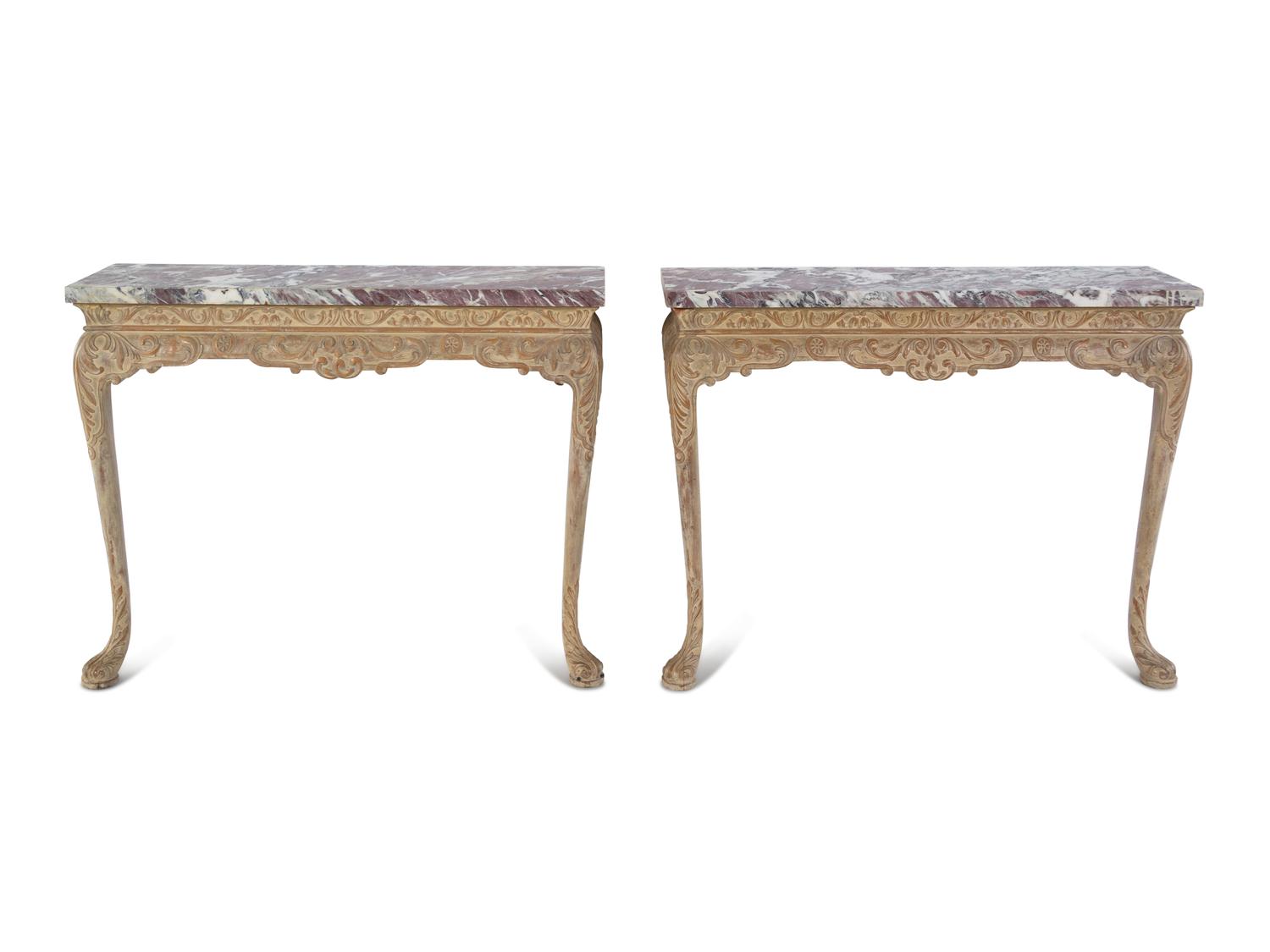 A Pair of George I Style Marble-Top Pier Tables