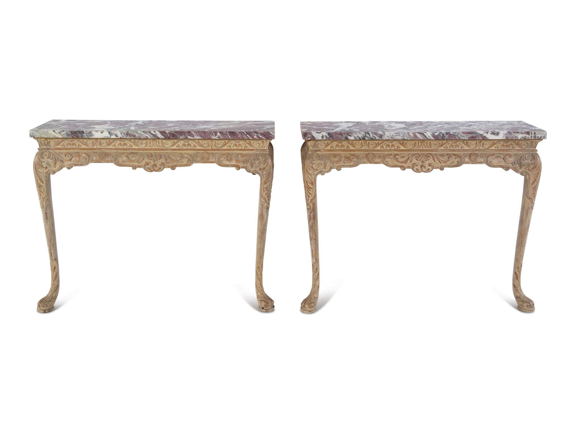A Pair of George I Style Marble-Top Pier Tables