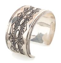 Heavily Stamped Silver Cuff Bracelet