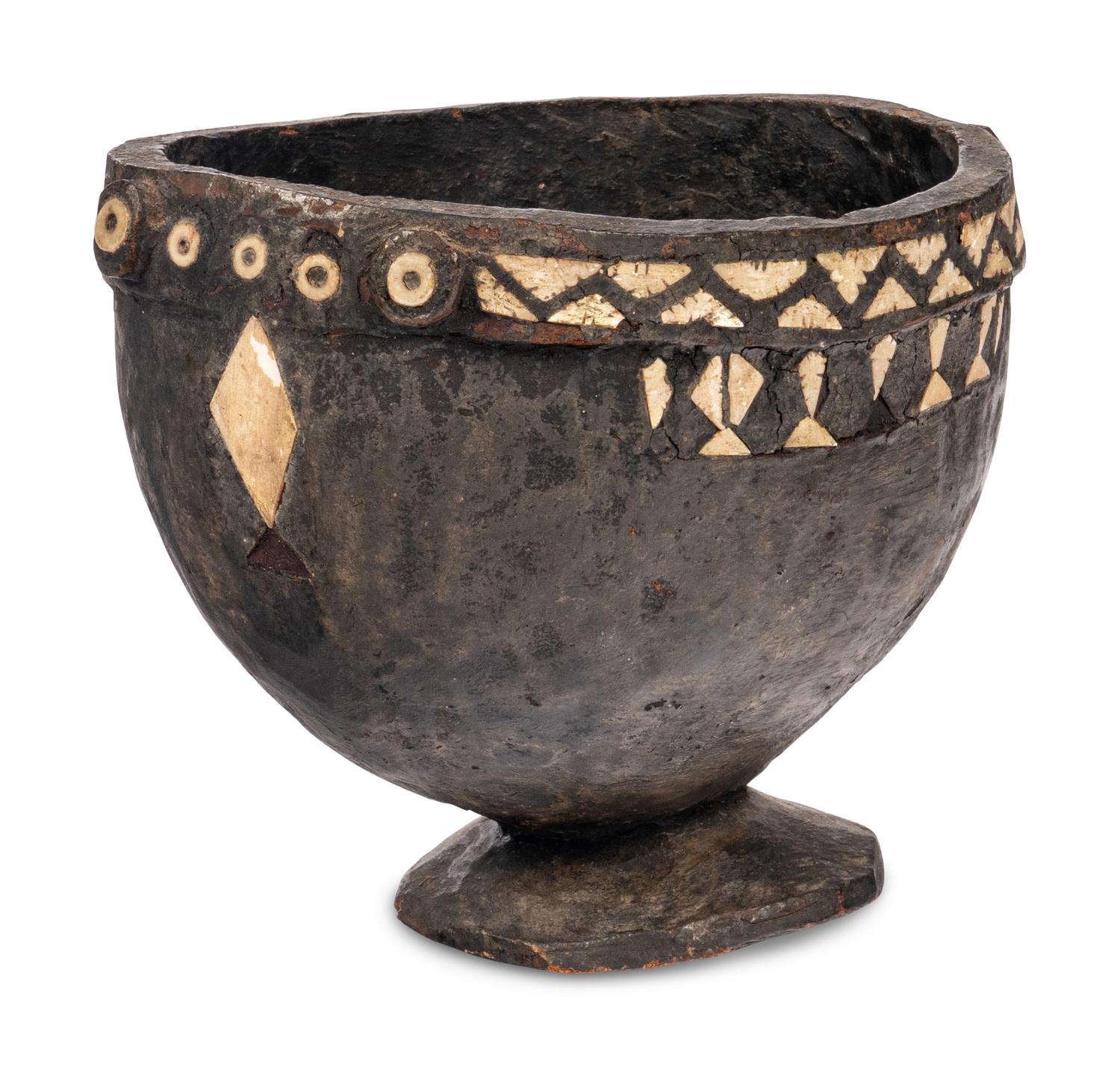 An Oceanic Wooden Ceremonial Inlaid Bowl
