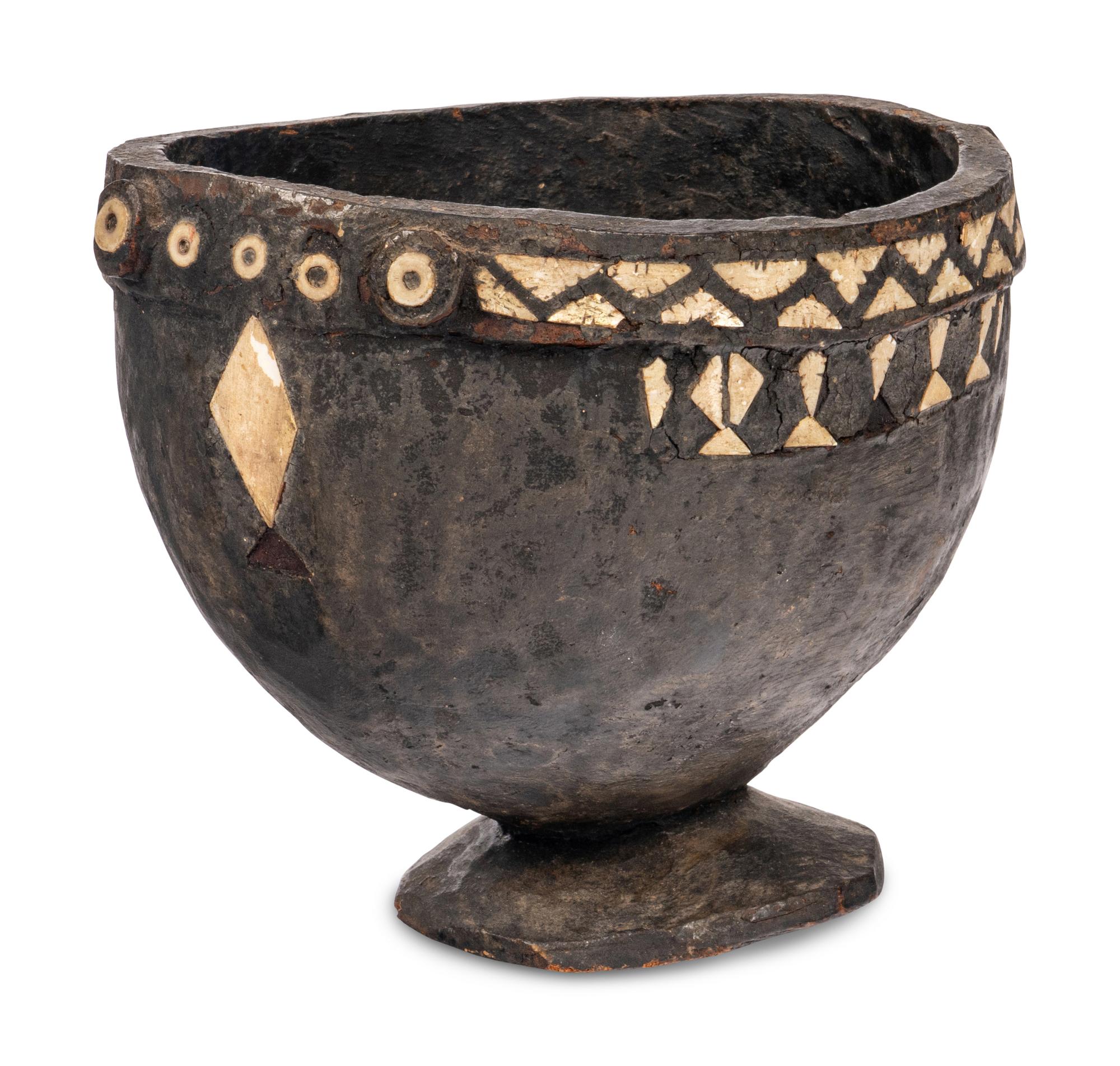 An Oceanic Wooden Ceremonial Inlaid Bowl