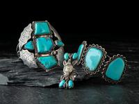 Navajo Silver and Turquoise Cuff Bracelets and Watch Ring