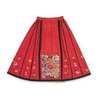Two Chinese Silk 'Apron' Skirts and a Set of Skirt Ornaments, 19th-Early 20th Century 馬面裙兩件及裙飾一套