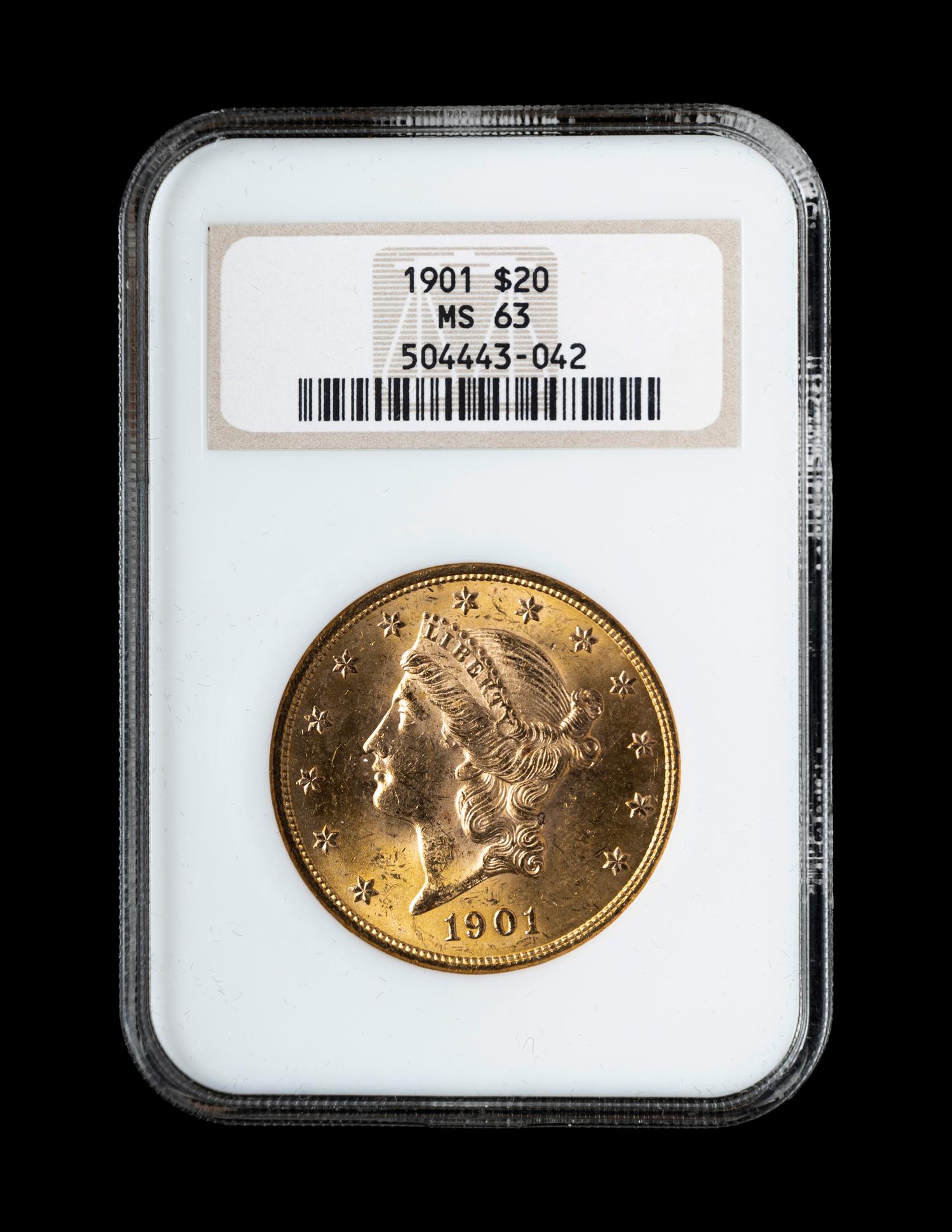 A 1901 Liberty Head $20 Gold Coin (NGC MS63)