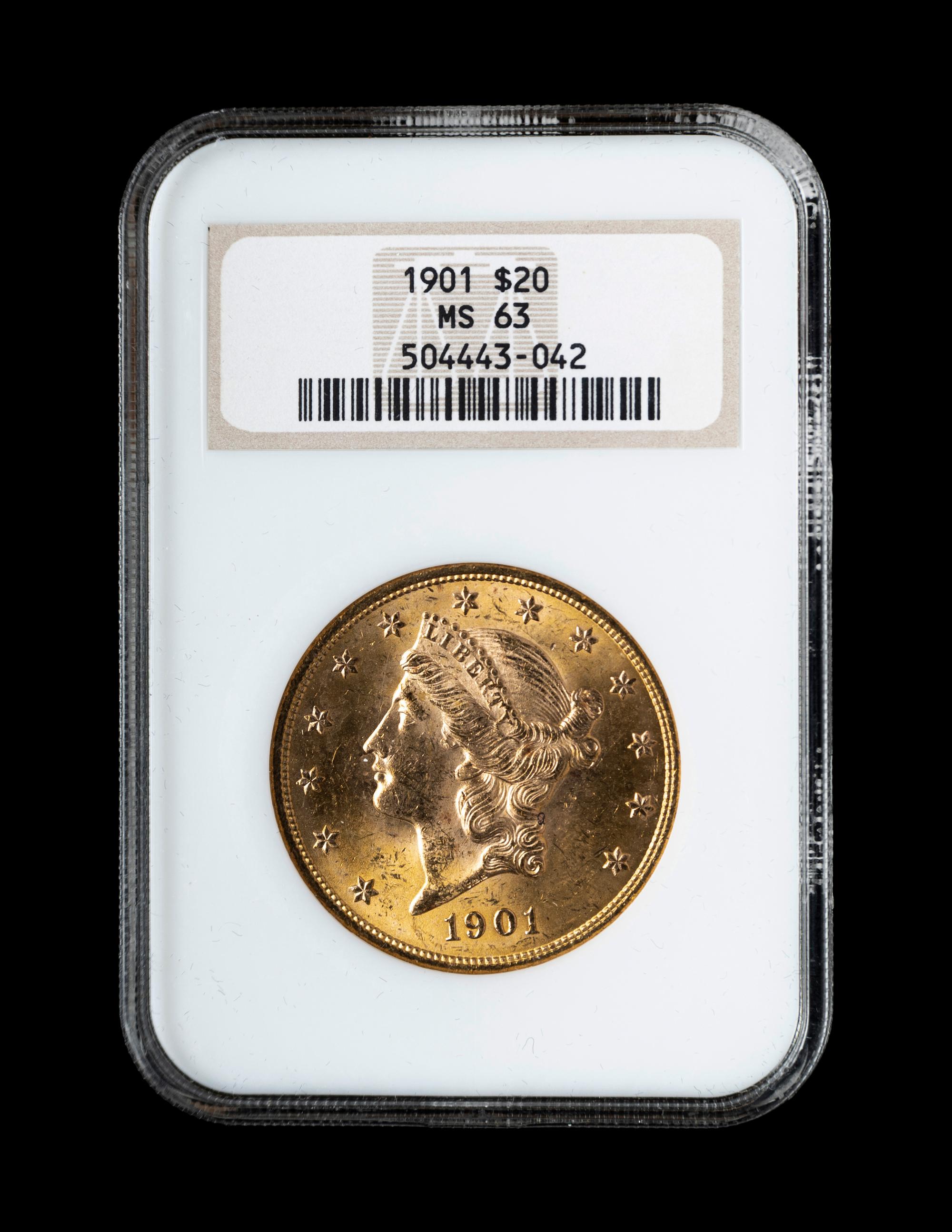 A 1901 Liberty Head $20 Gold Coin (NGC MS63)