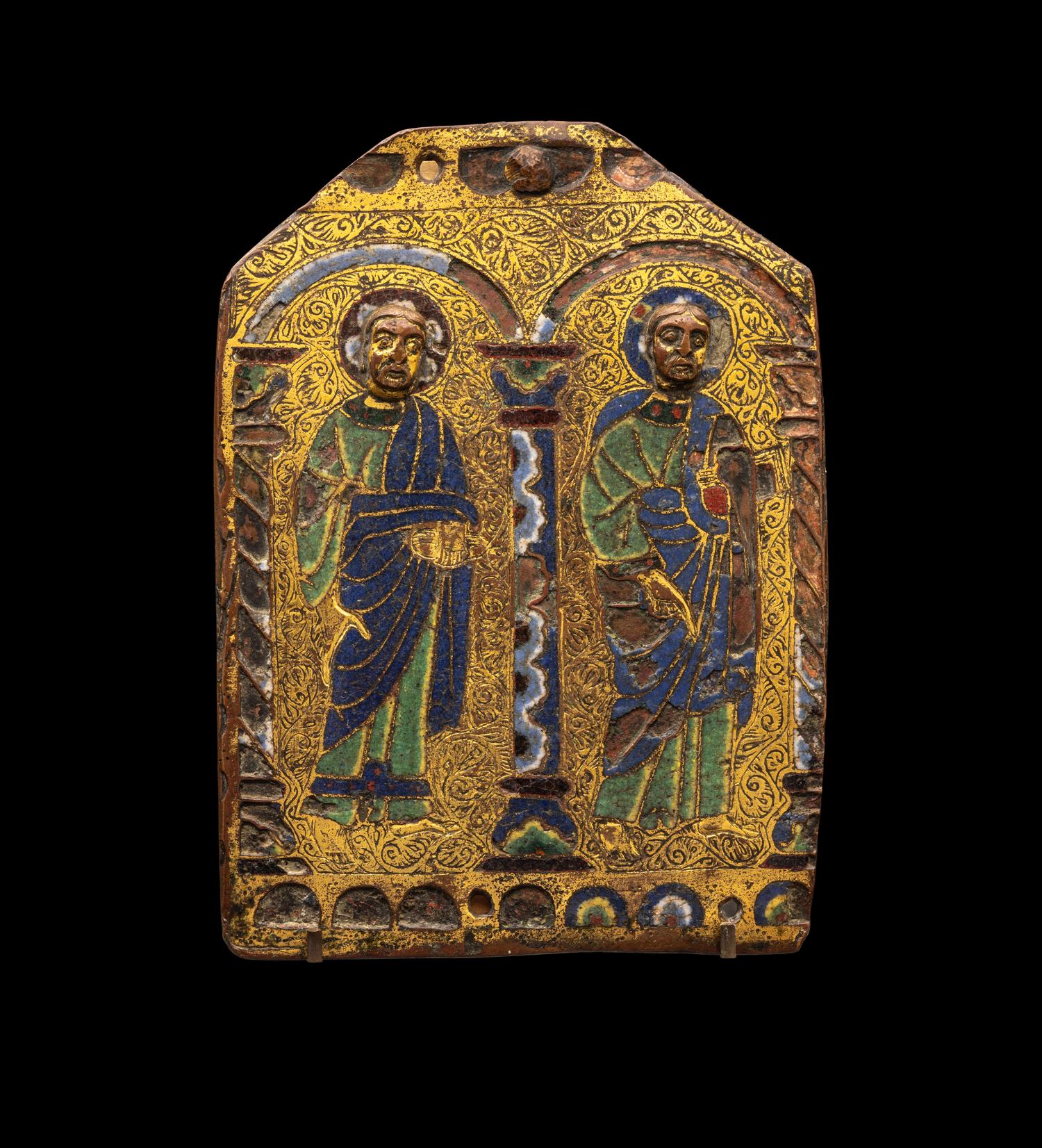 A Limoges Champlevé and Gilt-Copper Fragment of a Rectangular Plaque