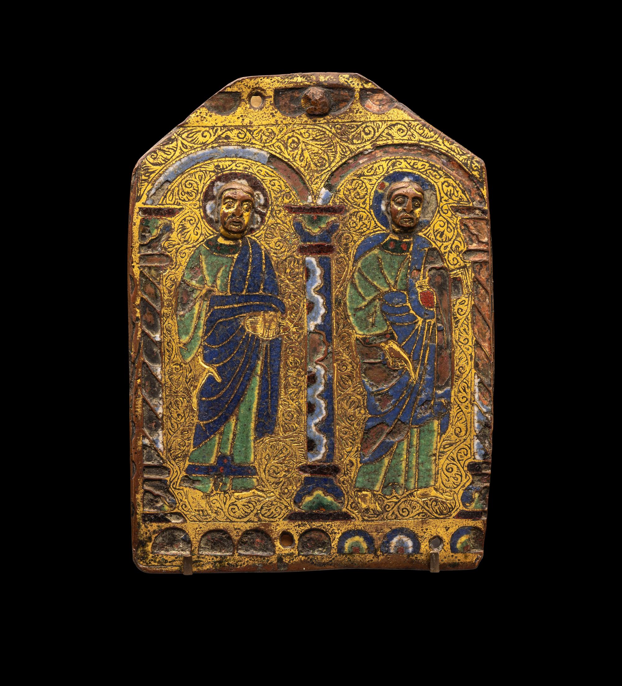 A Limoges Champlevé and Gilt-Copper Fragment of a Rectangular Plaque
