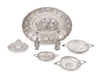 A Group of German Silver Table Articles